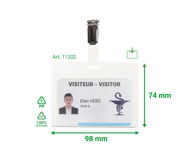 3L Identificadores de visita con pinzas/cordones y tarjetas - 50 Uds