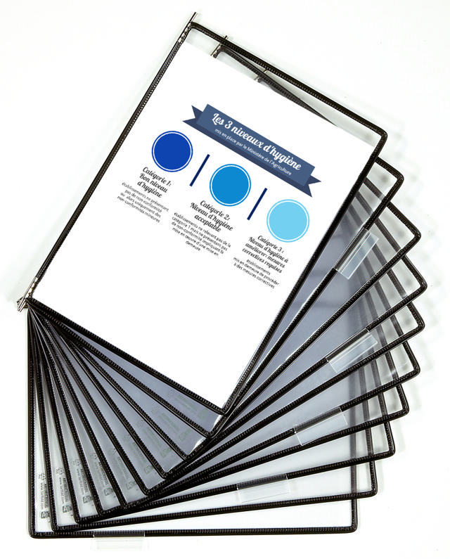 Tarifold Antimikrobiel drejelig lomme i rustfrit stål, A4, stående