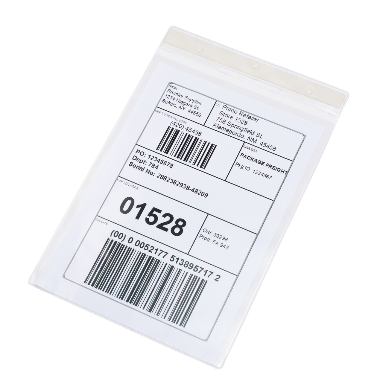 Itsekiinnittyvä logistiikan tunnistetasku, pysyvä, A4, pystysuora