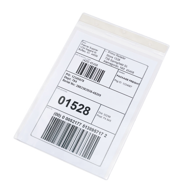 Itsekiinnittyvä logistiikan tunnistetasku, pysyvä, A4, pystysuora