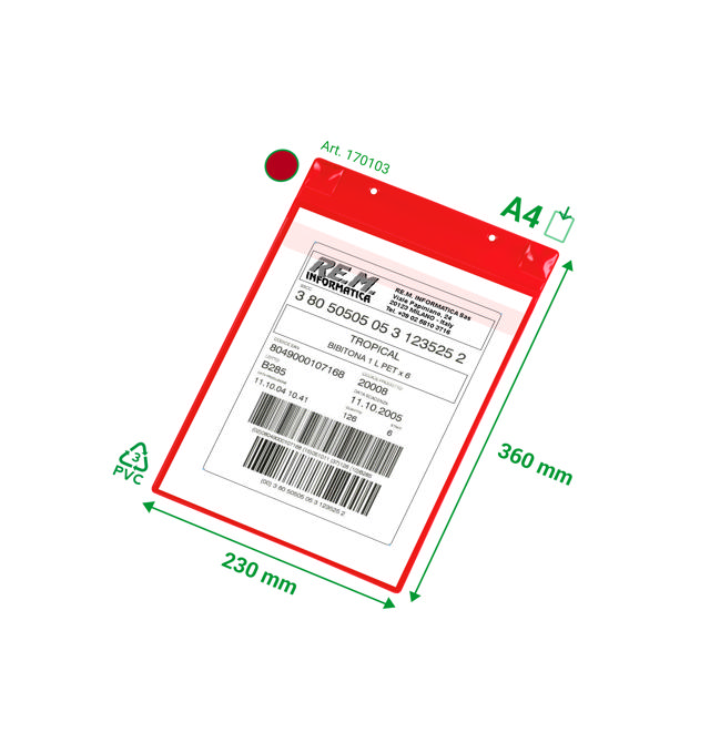 Magneettinen logistiikkatasku, jossa neodyymit ja läppä, A4, pystysuora