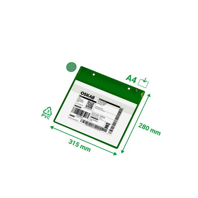 Magneettinen logistiikkatasku, neodyymeillä ja läpällä, A4, vaaka-asento