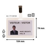 Selbstlaminierende Namensschild, ohne Clips, quer