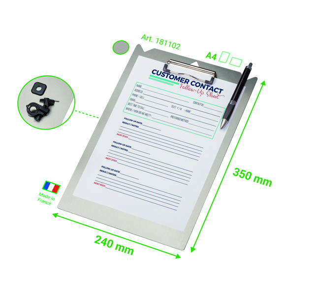 Trolley Clipboard, Aluminium, A4, Porträtt