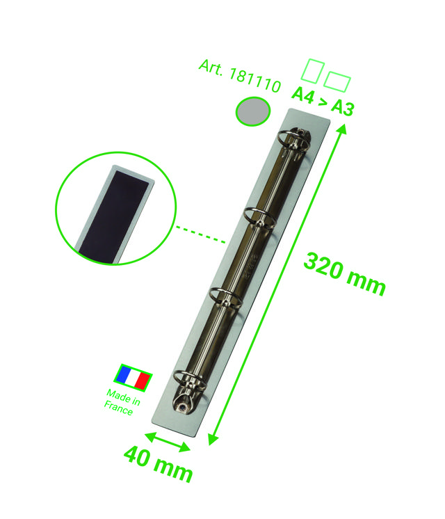 Magnetiskt 3-rings displaysystem, aluminium, US Letter-storlek, stående/liggande