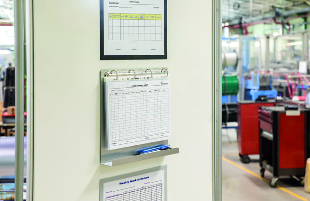 Magnetisk 4-ringspärm med kant, aluminium, A4, liggande