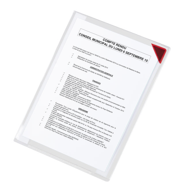 Kang Easy Clic itseliimautuva kyltin tasku, uudelleensijoitettava, A4, punainen kulma