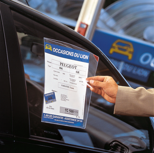 Kang Easy Clic itseliimautuva kyltin tasku, uudelleensijoitettava, A4, punainen kulma