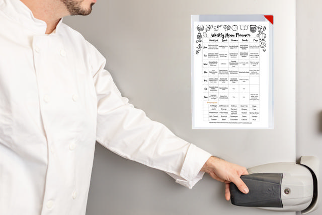 Funda Kang Easy Clic SubZero, adhesivo permanente, A4, esquina roja