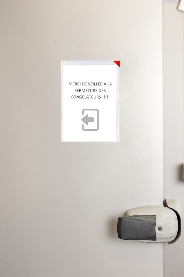 Funda Kang Easy Clic SubZero, adhesivo permanente, A4, esquina roja