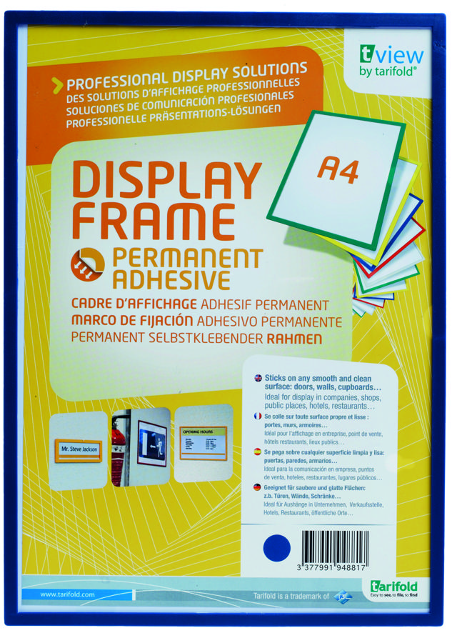 Itsekiinnittyvä jäykkä näyttökehys, pysyvä, A4