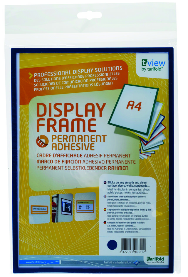 Itsekiinnittyvä jäykkä näyttökehys, pysyvä, A4