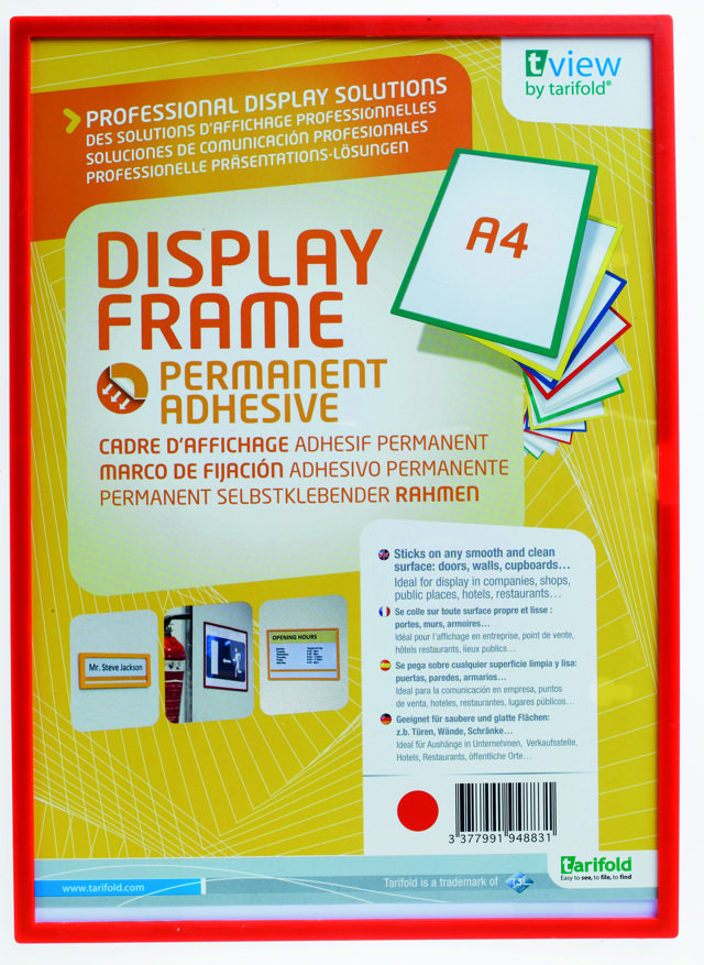 Itsekiinnittyvä jäykkä näyttökehys, pysyvä, A4