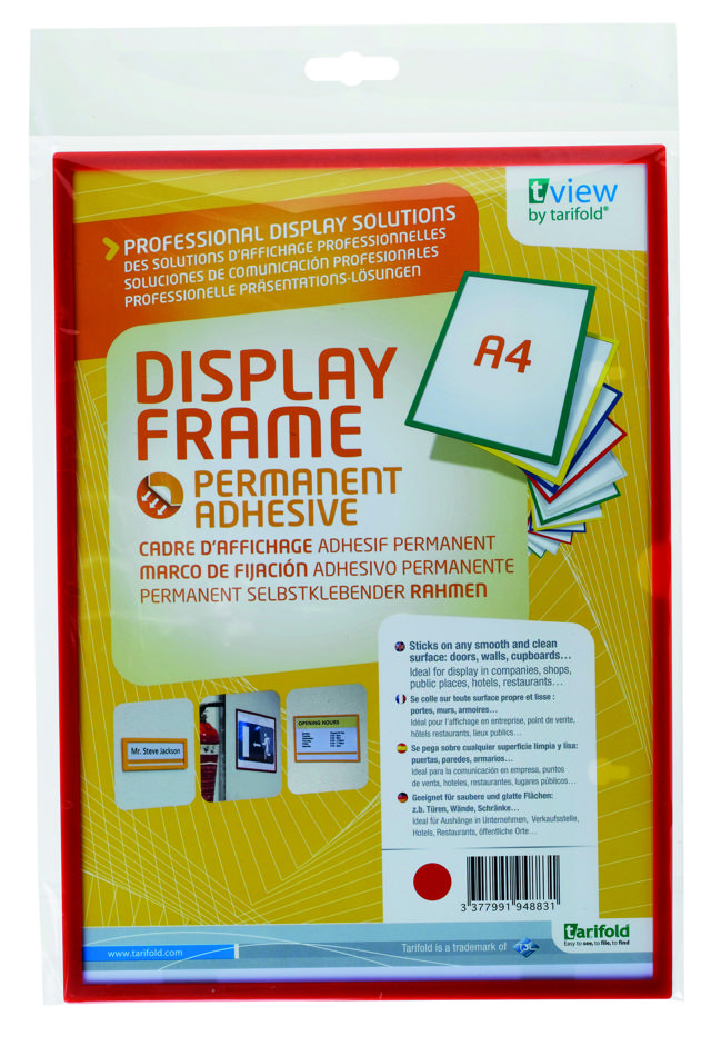 Itsekiinnittyvä jäykkä näyttökehys, pysyvä, A4