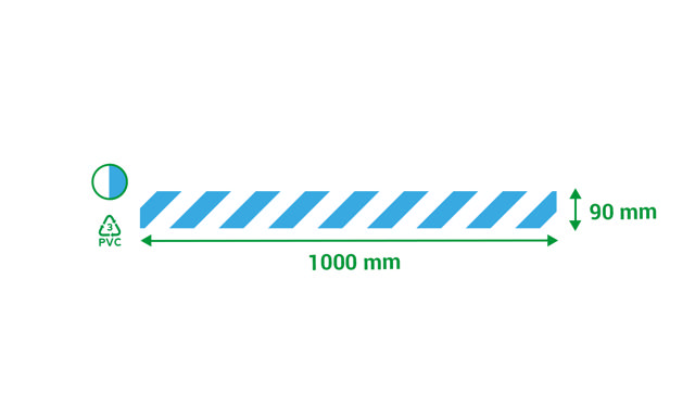 Självhäftande golvmarkeringslinje, 90 x 1000 mm