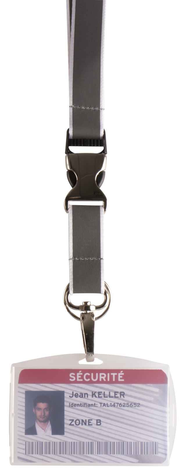 Cinta colganta reflectante, con clip desmontable