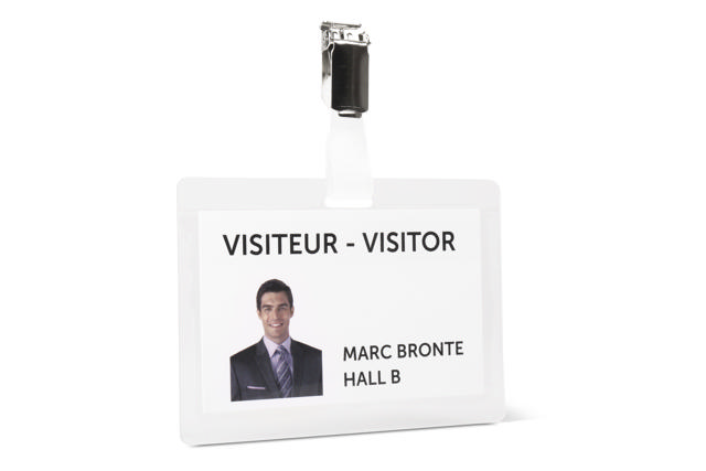 Itsekiinnittyvä nimikylttisarja, jossa klipsit ja insertit, vaakasuora