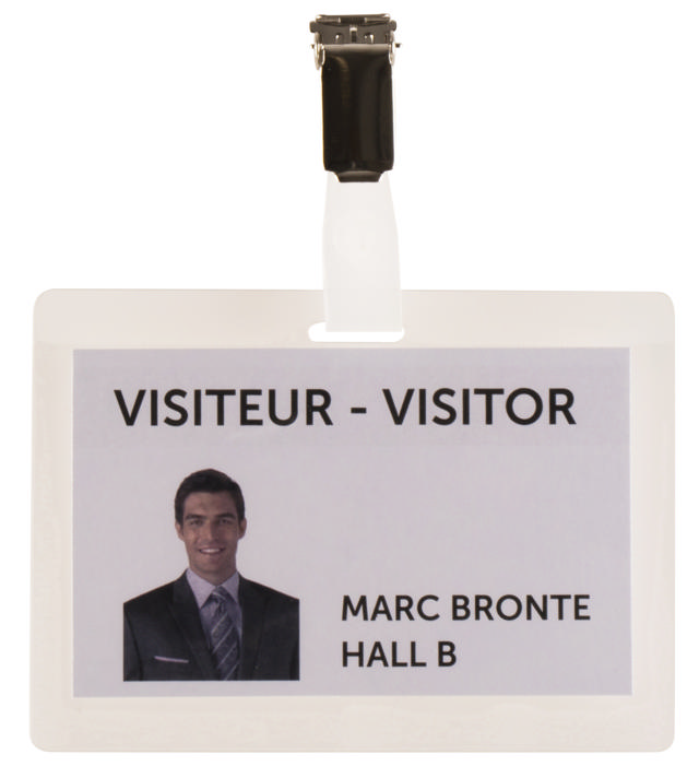 Itsekiinnittyvä nimikylttisarja, jossa klipsit ja insertit, vaakasuora