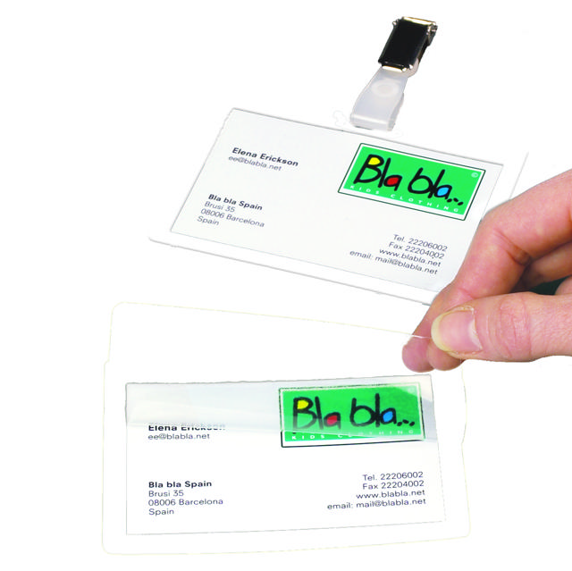 Itsekiinnittyvä nimikylttisarja, jossa klipsit ja insertit, vaakasuora