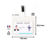 Visitor Badge Kit, PVC, with Clips and Inserts, Horizontal