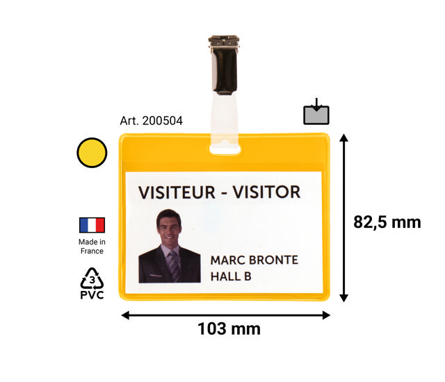 KIT IDENTIFICADORES DE VISITA PVC - AMARILLO