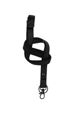 Litteä tekstiilinauha, kääntyvällä koukulla ja avainrenkaalla