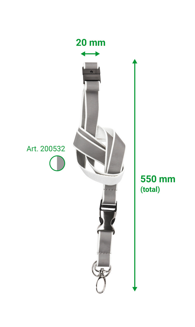 Cinta colganta reflectante, con clip desmontable