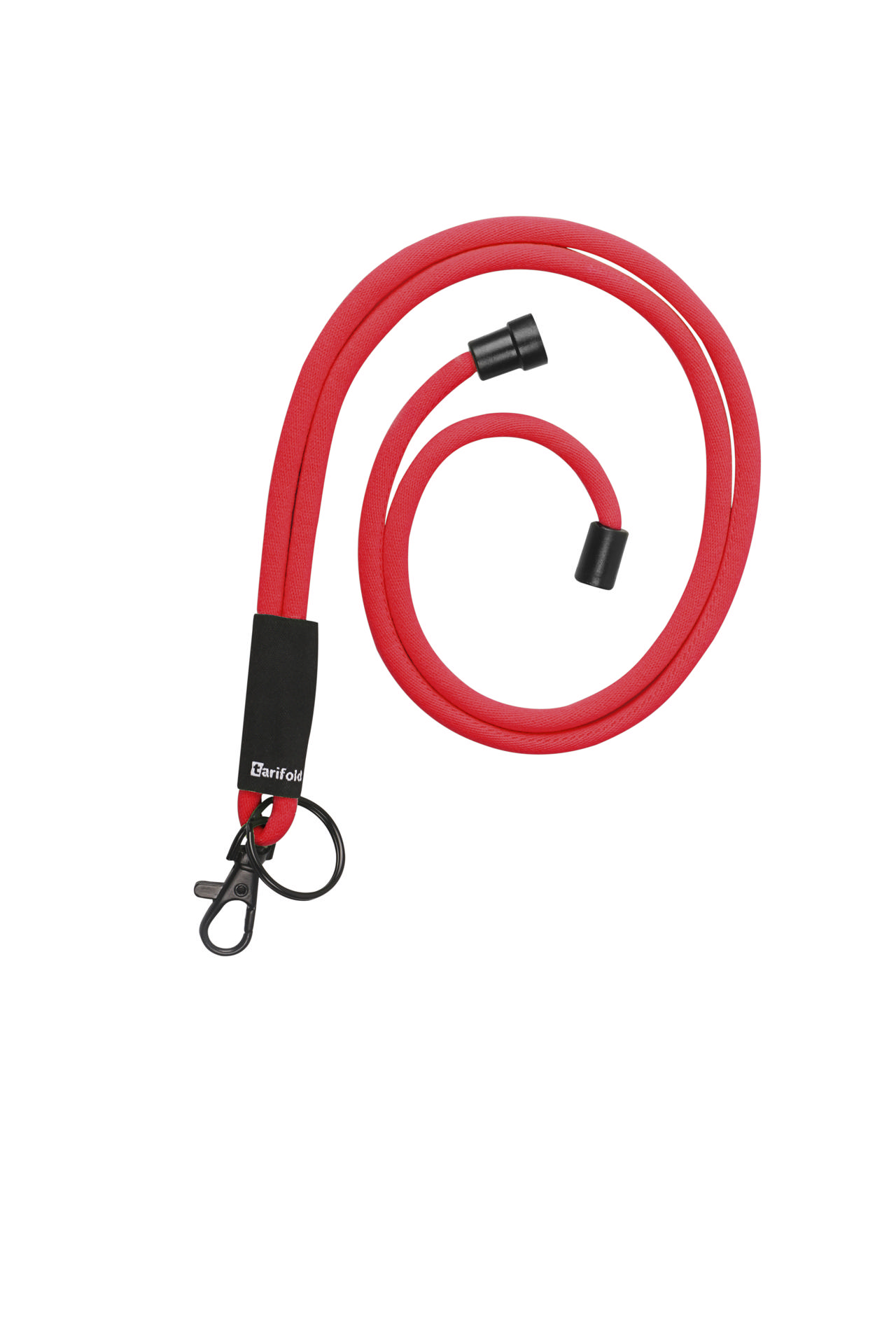 Pehmeä nyörinauha, kääntyvällä koukulla ja avainrenkaalla