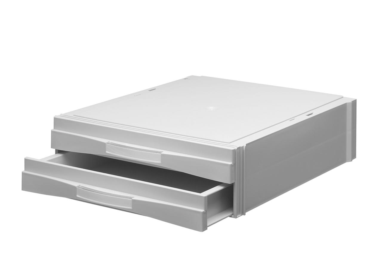 Kasettipino, jossa 2 puolikorkeaa laatikkoa