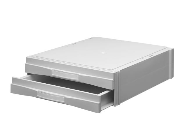 Stabelkassette med 2 halvhøje skuffer