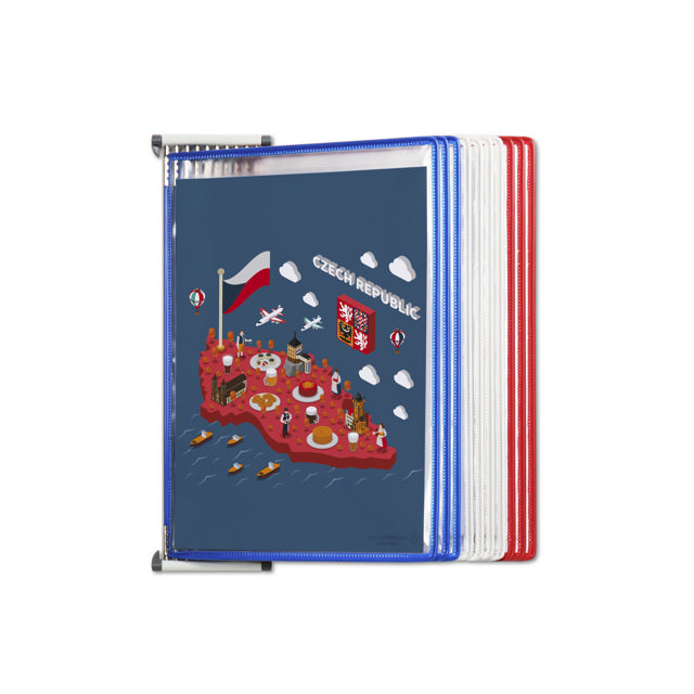 CLASIFICADOR DE PARED METÁLICO - A4 - 10 FUNDAS - COLORES NACIONALES DE FR/UK/NL/CZ