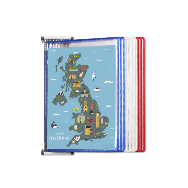CLASIFICADOR DE PARED METÁLICO - A4 - 10 FUNDAS - COLORES NACIONALES DE FR/UK/NL/CZ
