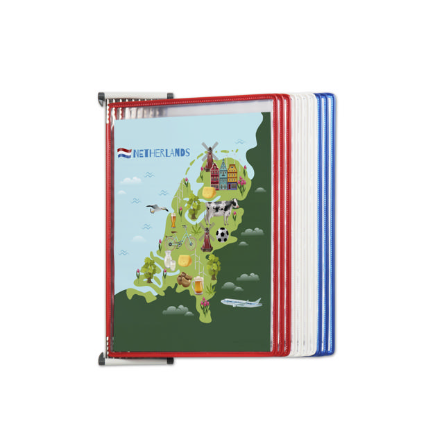CLASIFICADOR DE PARED METÁLICO - A4 - 10 FUNDAS - COLORES NACIONALES DE FR/UK/NL/CZ