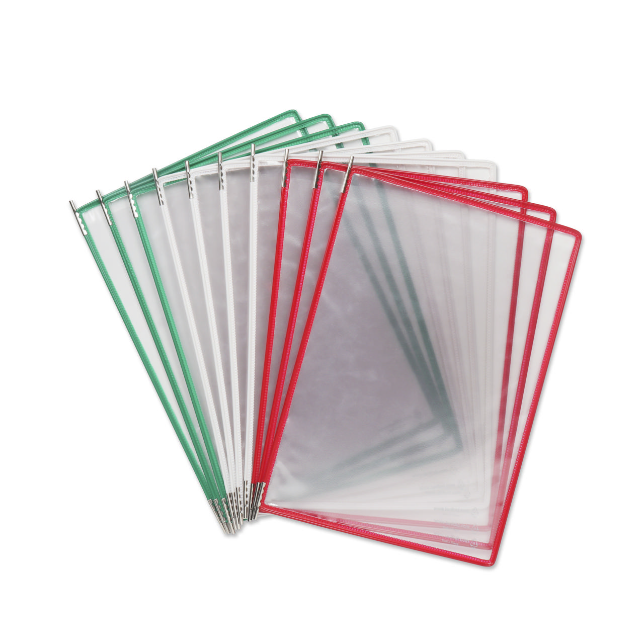 Tarifoldin metallinen seinälle kiinnitettävä asiakirjojen esittelyjärjestelmä, A4, 10 taskua, Italian värit