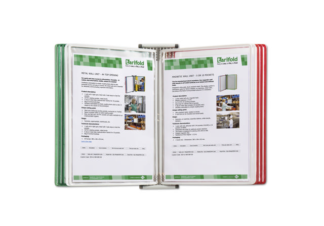 Système de présentation mural métal Tarifold, A4, 10 poches, couleurs Italie
