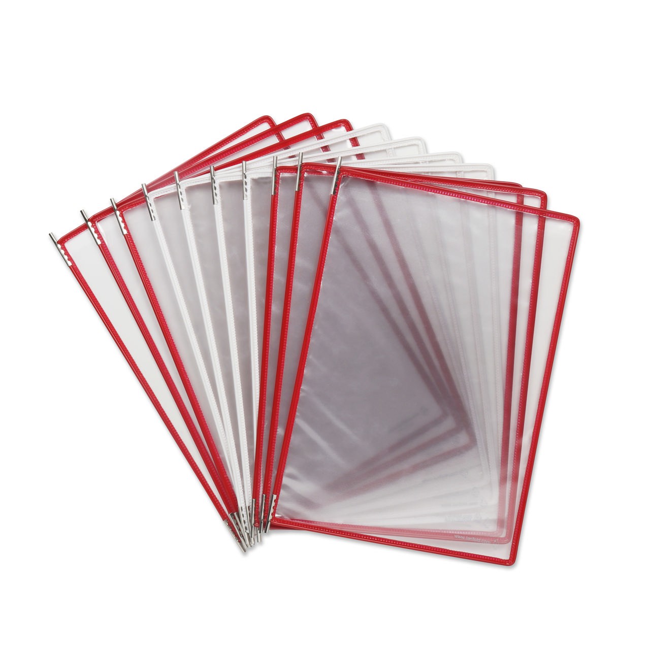 Tarifoldin metallinen seinälle kiinnitettävä asiakirjojen esittelyjärjestelmä, A4, 10 taskua, Tanskan värit