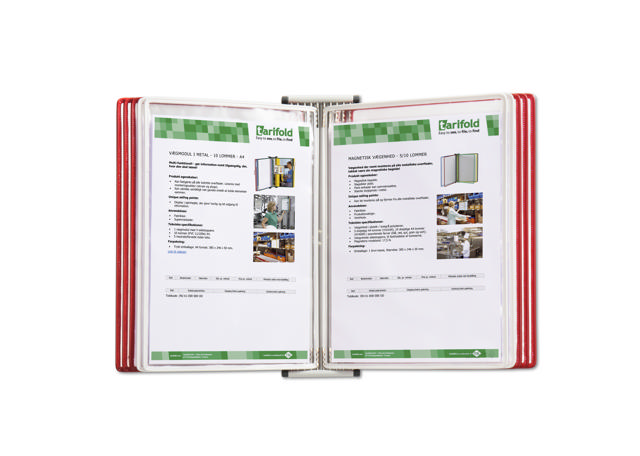 Système de présentation mural métal Tarifold, A4, 10 poches, couleurs du Danemark