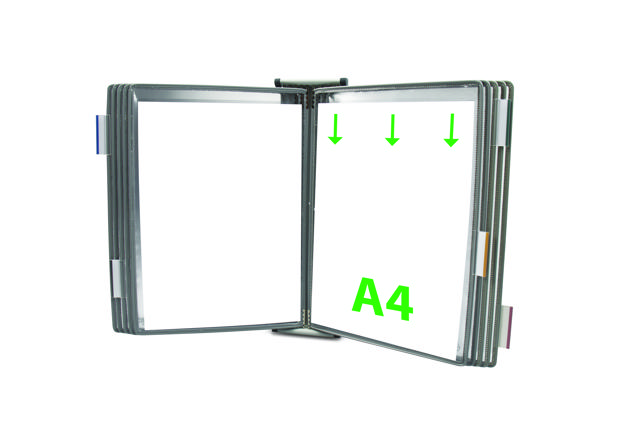 Expositor de pared metálico Tarifold, A4, 10 fundas