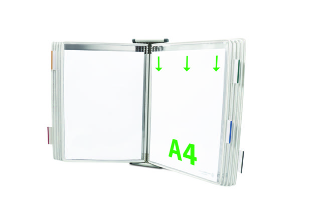 Expositor de pared metálico Tarifold, A4, 10 fundas