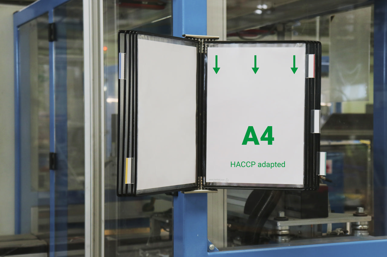 Tarifold Väggmonterat Dokumentvisningssystem i Rostfritt Stål, A4, 10 Fickor, Sidoinmatning Vänster