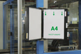 Expositor de pared de acero inoxidable Tarifold, A4, 10 fundas, inserción en el lado izquierdo