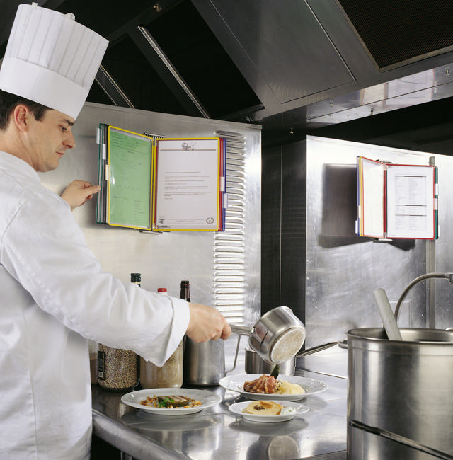 Tarifold Stainless Steel Wall Document Display System, A4, 10 Pockets, Left Side Loading