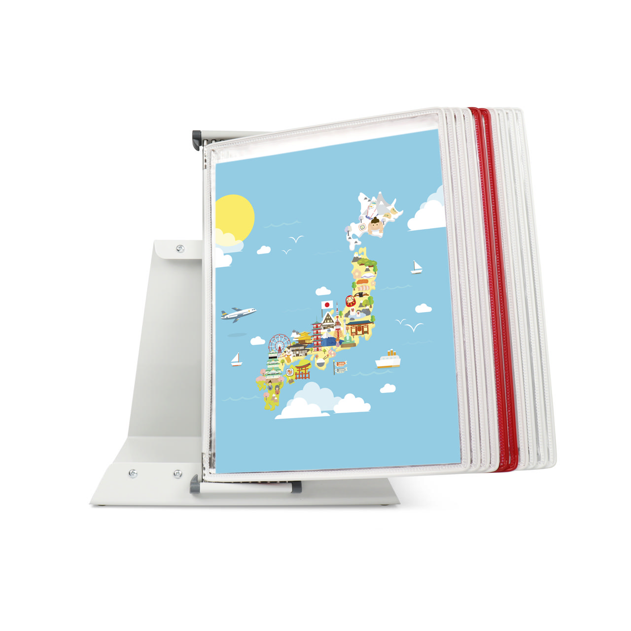 Tarifold metallbord dokumentvisningssystem, A4, 10 fickor, Japanfärger