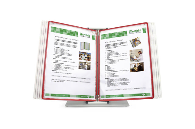 Tarifoldin metallinen pöytäasiakirjanäyttöjärjestelmä, A4, 10 taskua, Japanin värit