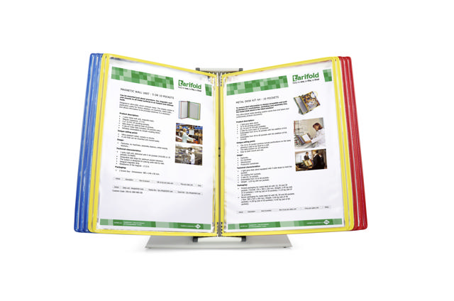 Système de présentation pupitre métal Tarifold, A4, 10 poches, couleurs de la Roumanie