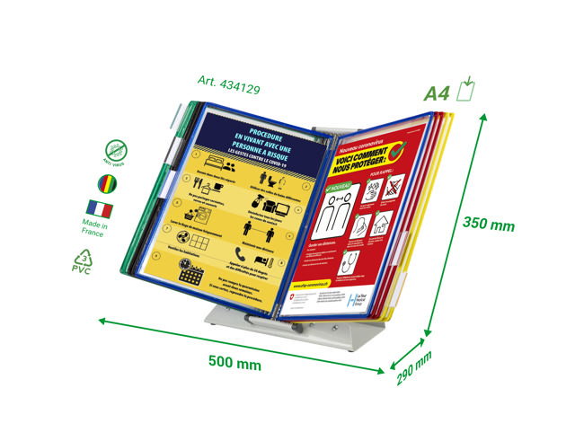 Tarifold antimicrobiële bureau zichtpanelensysteem, A4, 10 zichtpanelen