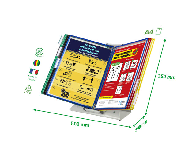 Tarifold antimicrobiële bureau zichtpanelensysteem, A4, 10 zichtpanelen