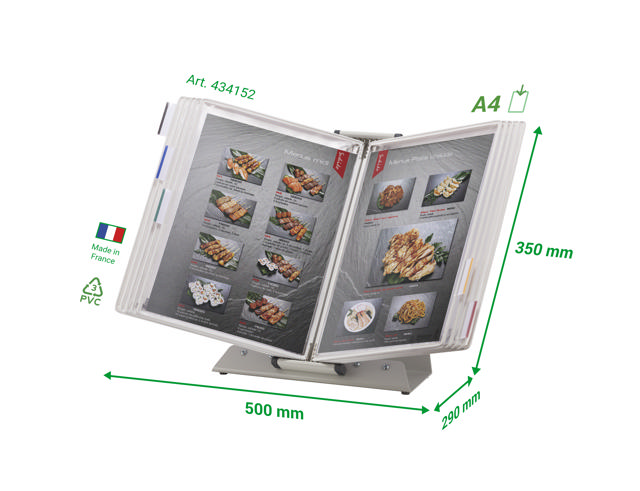 Tarifold antimicrobiële bureau zichtpanelensysteem, A4, 10 zichtpanelen