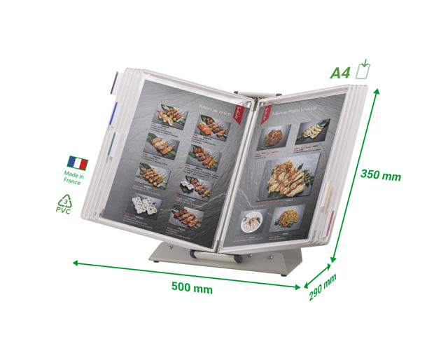 Tarifold antimicrobiële bureau zichtpanelensysteem, A4, 10 zichtpanelen