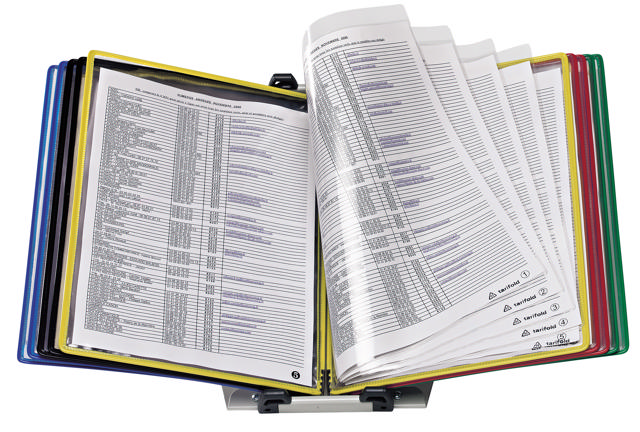 Tarifoldin metallinen pöytäasiakirjojen näyttöjärjestelmä, A4, 10 FoldFive-taskua